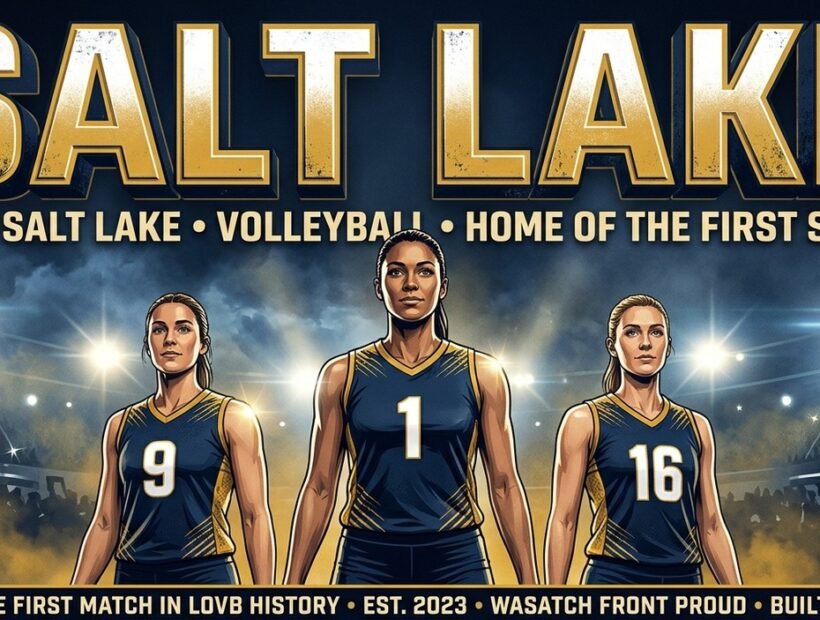 LOVB Salt Lake 2026 poster banner with Jordyn Poulter, Alexa Gray and Manami Kojima