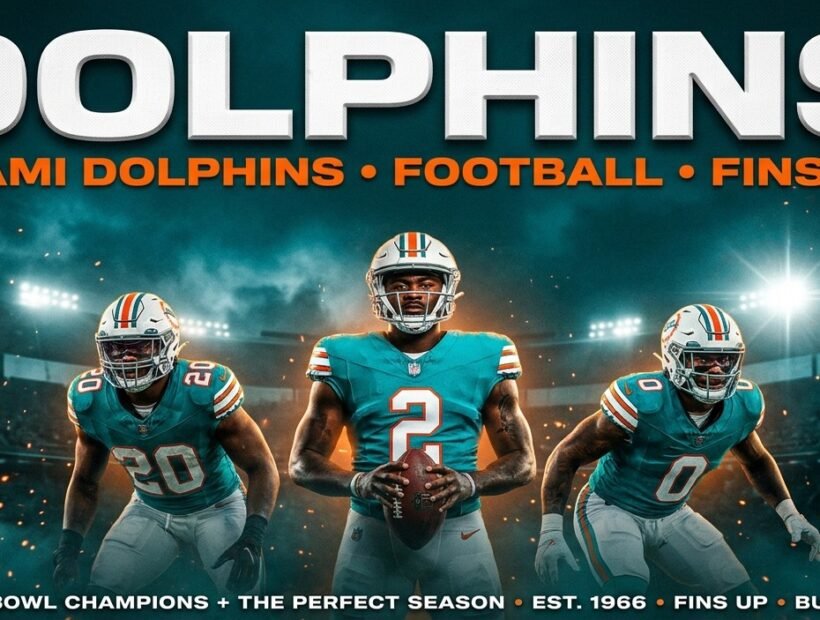 Miami Dolphins 2026 poster banner with Malik Willis, Jordyn Brooks and Ollie Gordon II