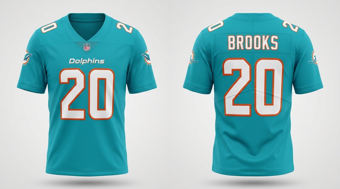 Jordyn Brooks Miami Dolphins jersey front and back