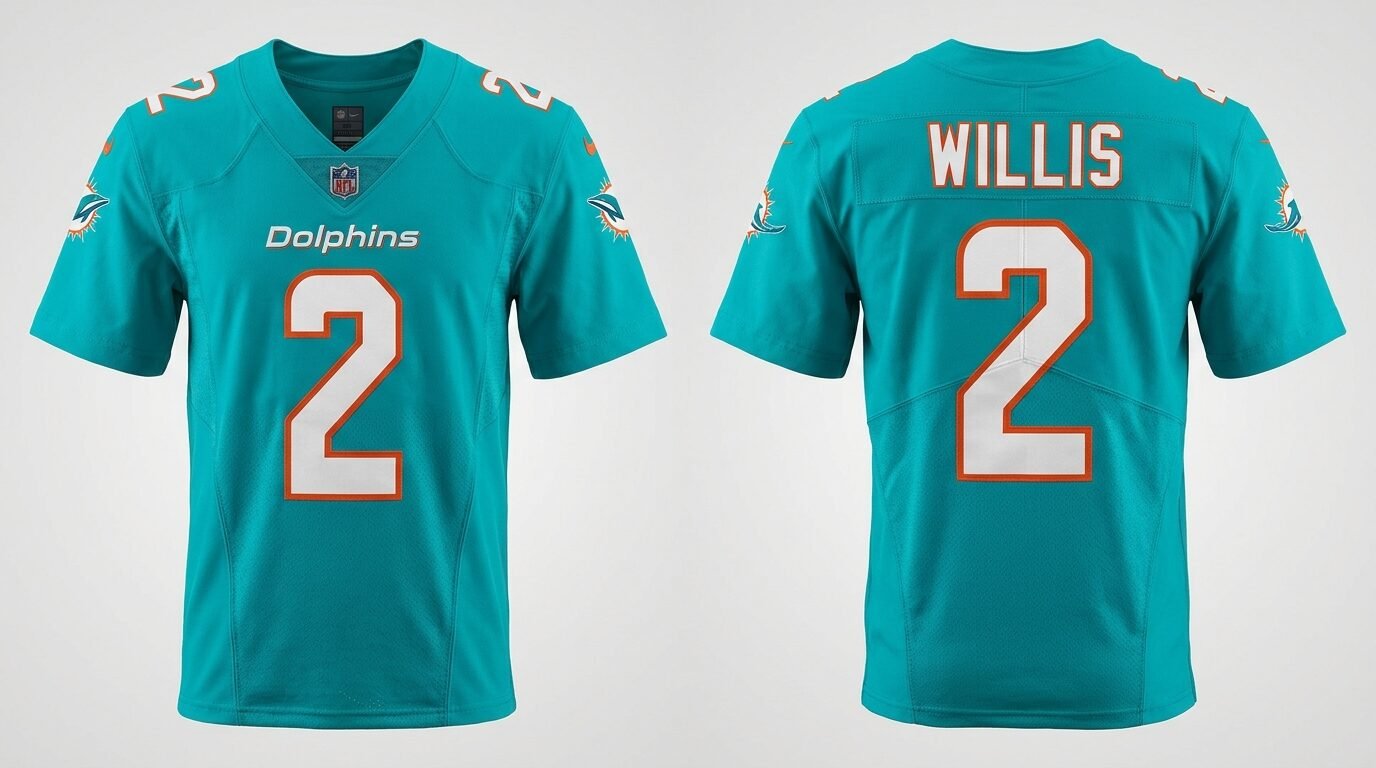 Malik Willis Miami Dolphins jersey front and back