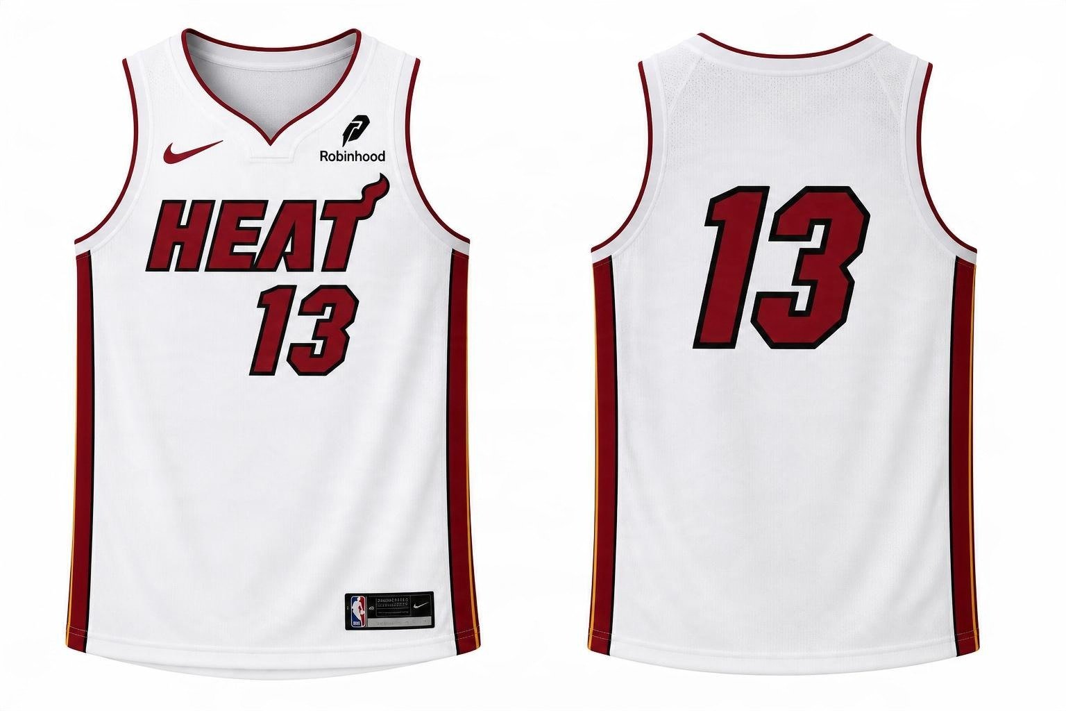 White Miami Heat basketball jersey number 13 – front and back view