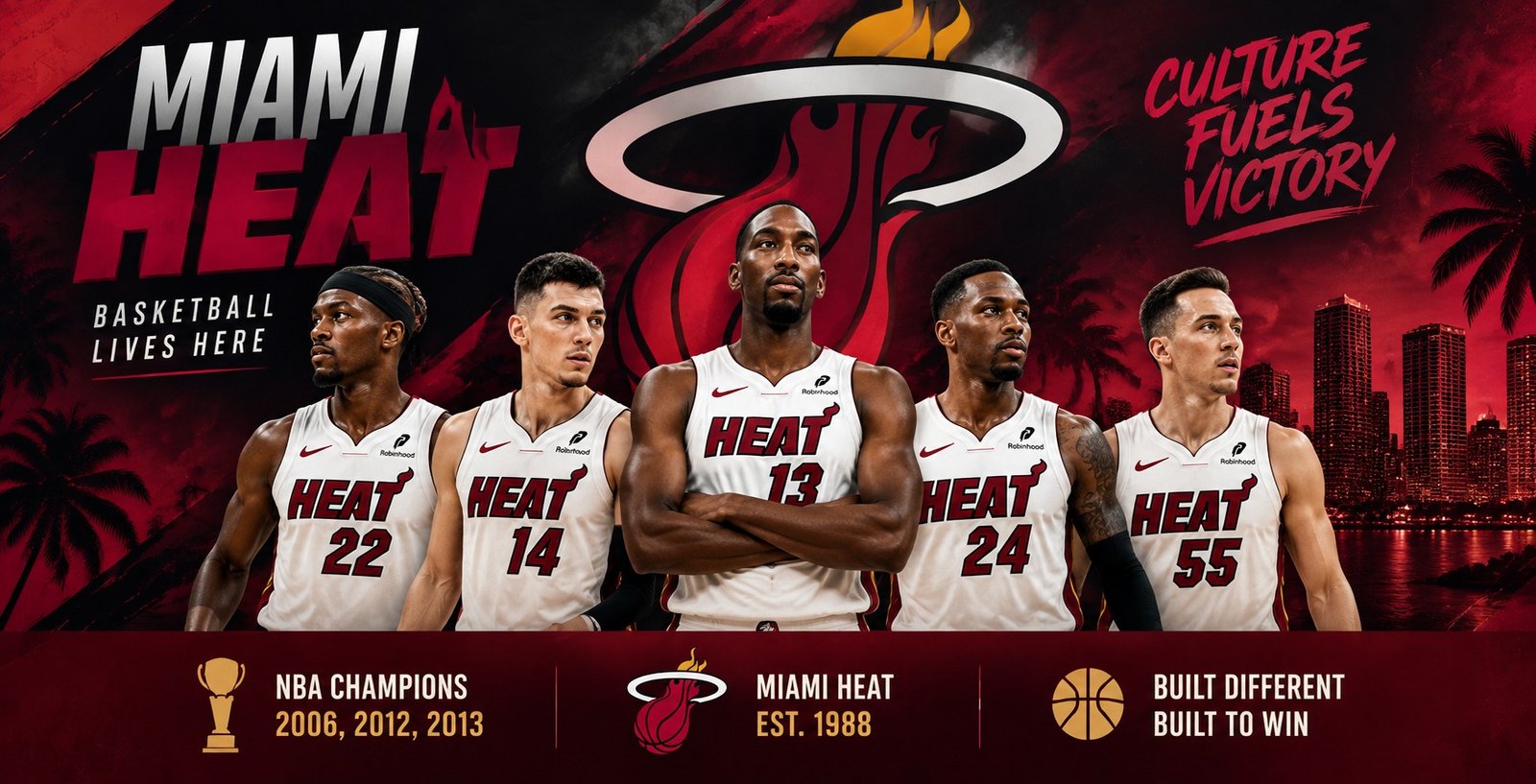 Miami Heat players in white jerseys – 2026-27 team