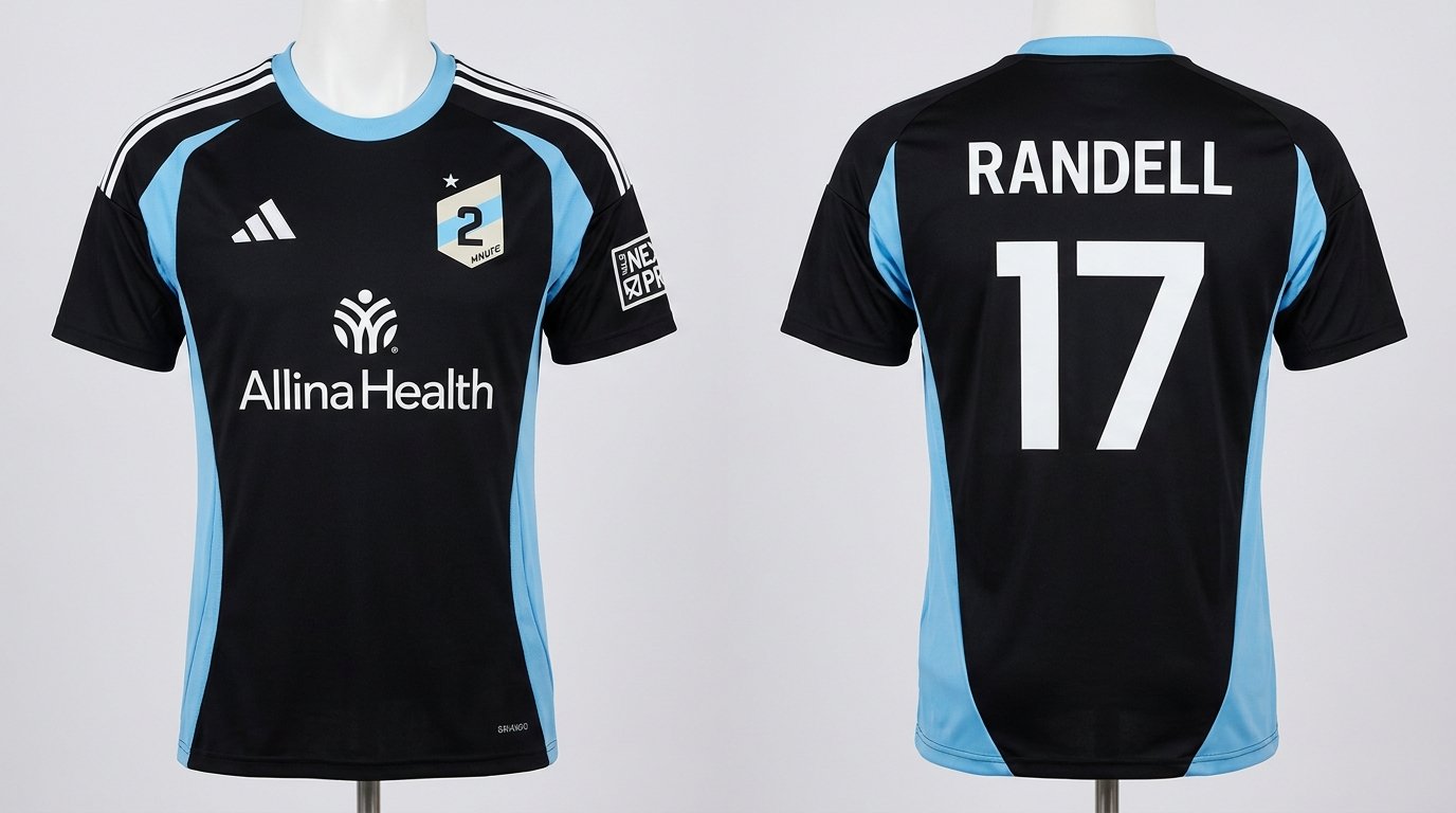 Black and sky blue MNUFC2 style soccer jersey number 17 - front and back view