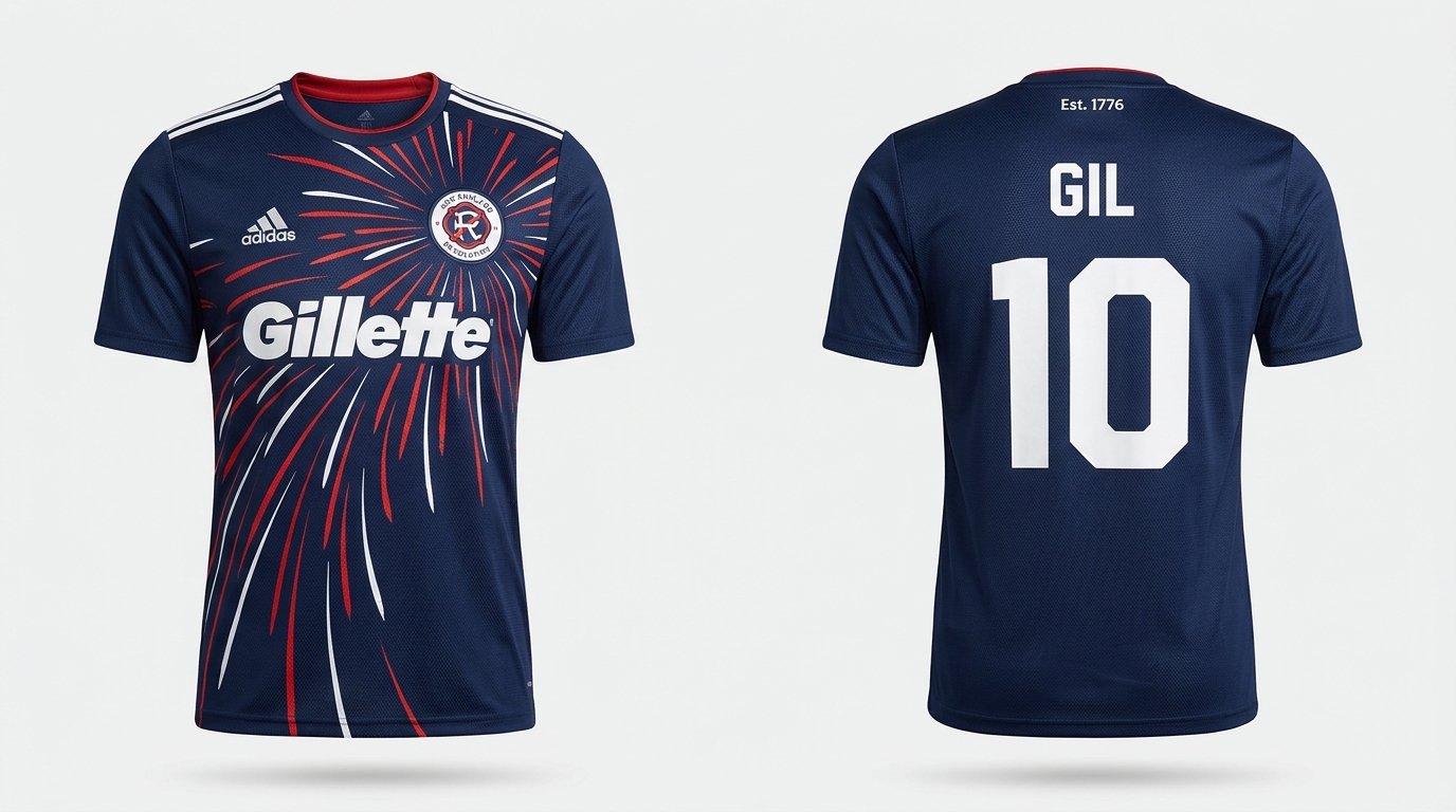 Navy New England Revolution style soccer jersey number 10 - front and back view