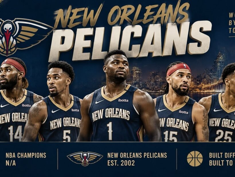 New Orleans Pelicans players in navy jerseys – 2026-27 team