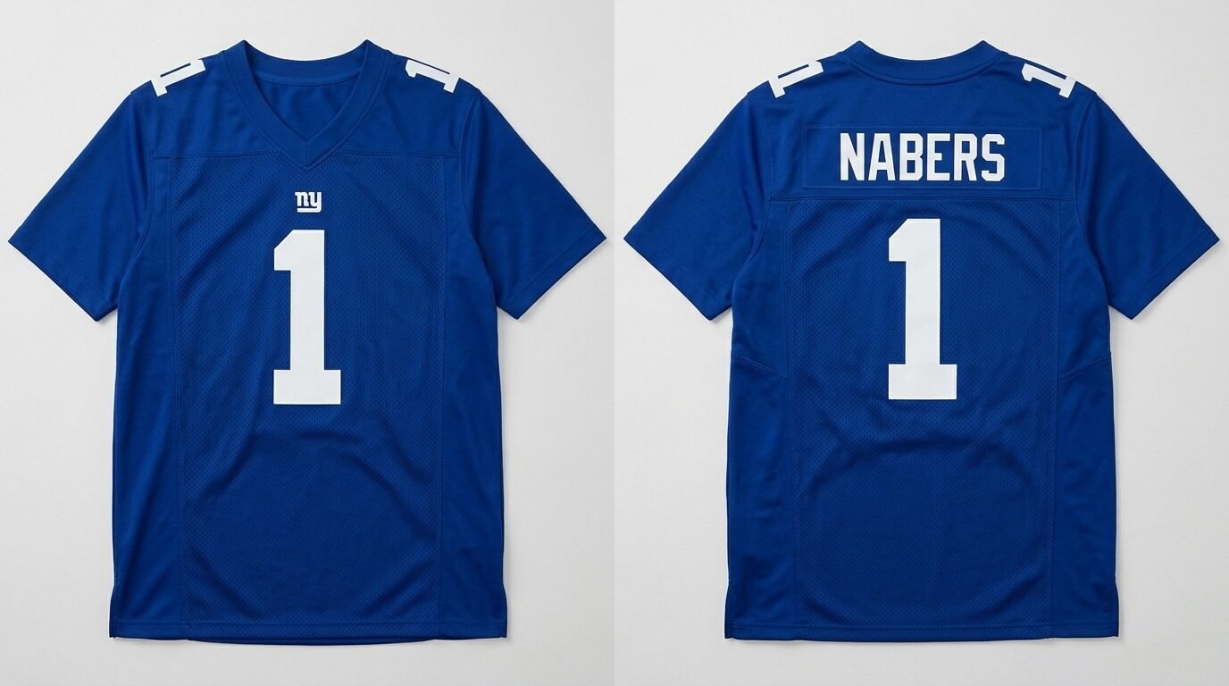 Royal blue New York Giants style football jersey number 1 - front and back view