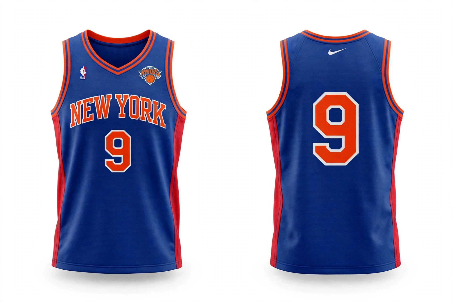 Blue New York Knicks basketball jersey number 9 – front and back view