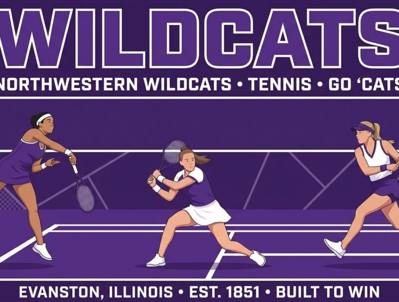 Northwestern Wildcats tennis poster banner