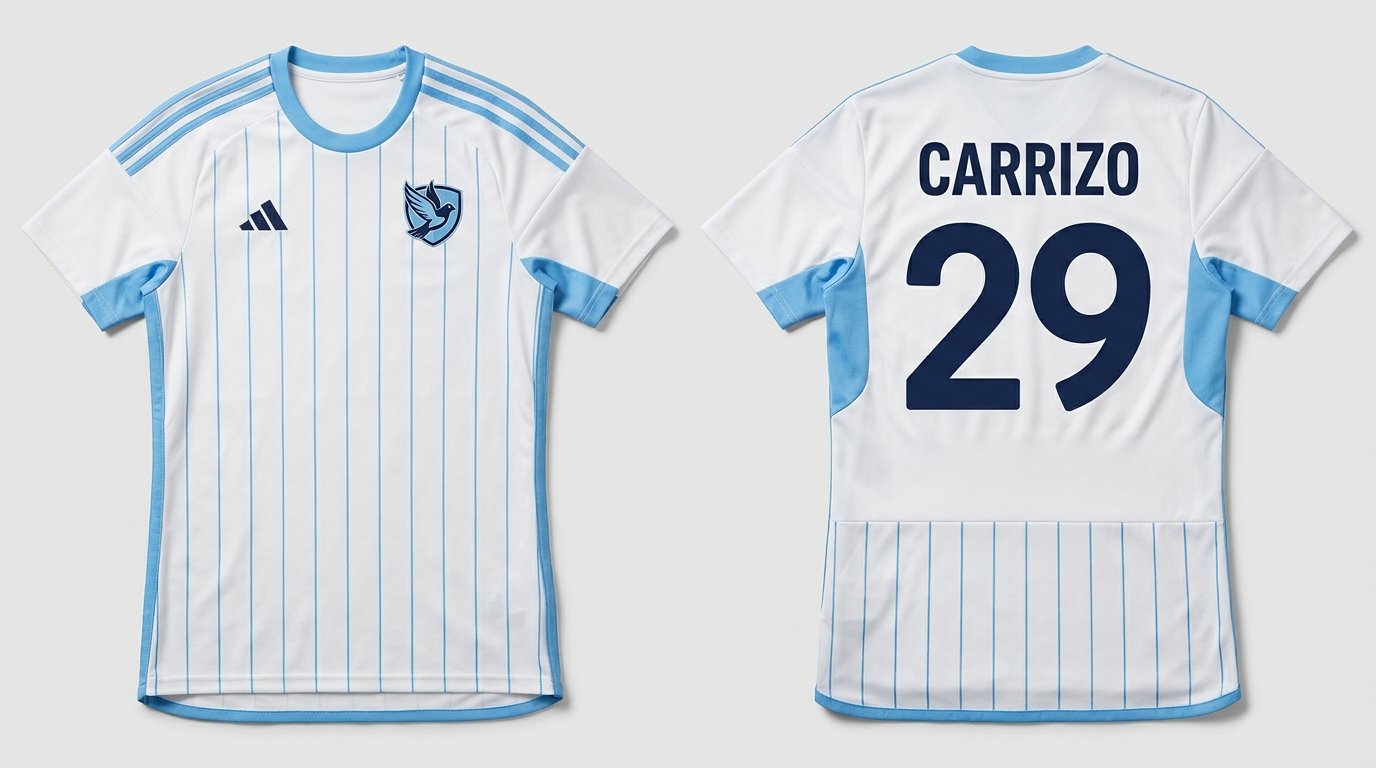 White and sky blue NYCFC II style soccer jersey number 29 - front and back view
