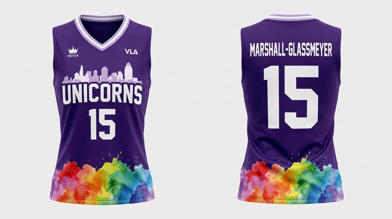 Megan Marshall-Glassmeyer Ohio Valley Unicorns jersey front and back
