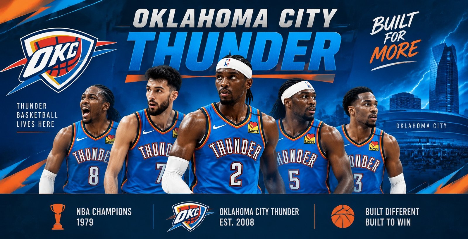 Oklahoma City Thunder players in blue jerseys – 2026-27 team