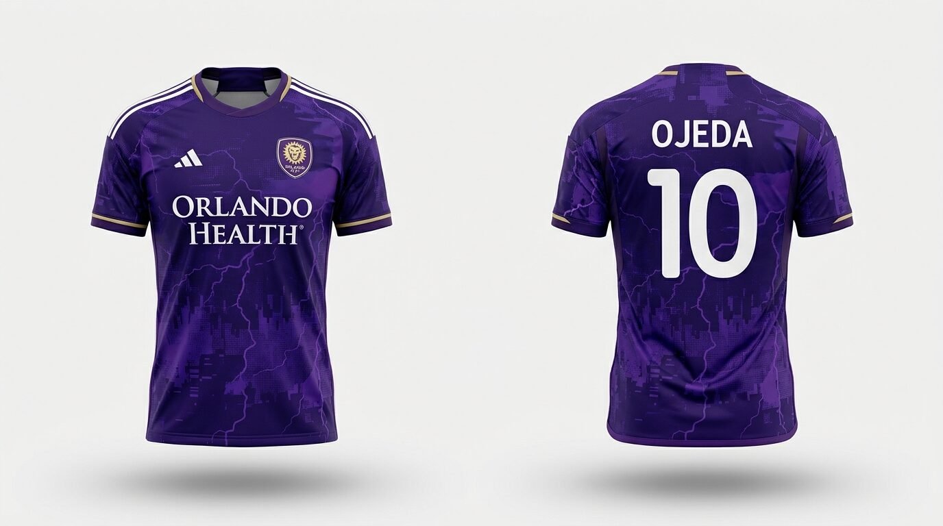 Purple Orlando City style soccer jersey number 10 - front and back view