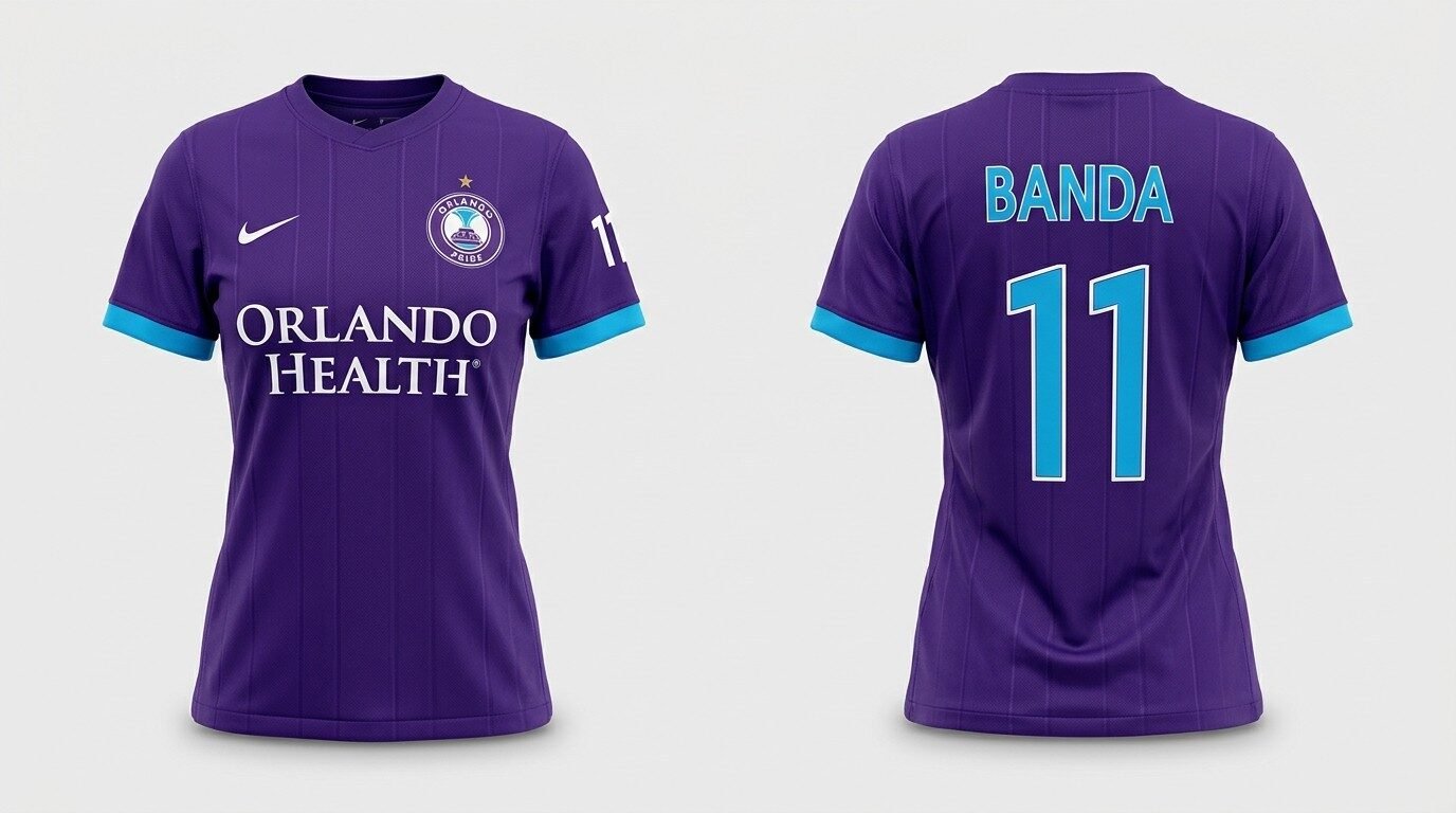 Purple Orlando Pride style soccer jersey number 11 - front and back view
