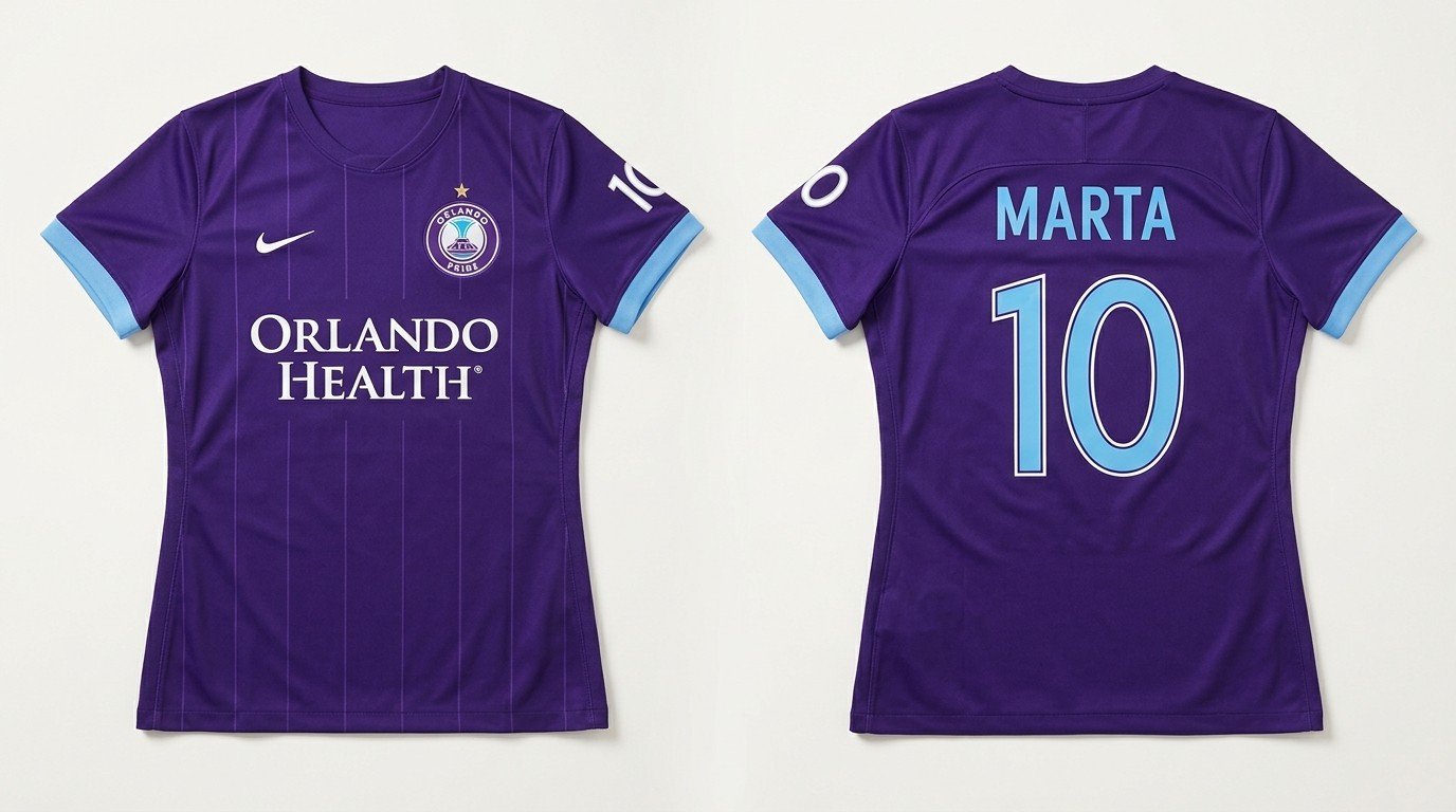 Purple Orlando Pride style soccer jersey number 10 - front and back view