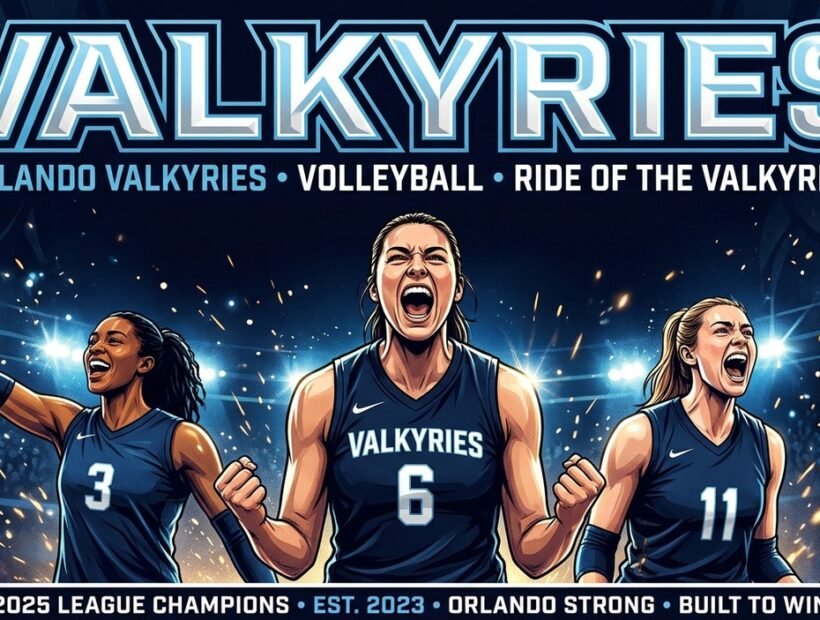 Orlando Valkyries 2026 poster banner with Brittany Abercrombie, Chompoo Guedpard and Kaz Brown