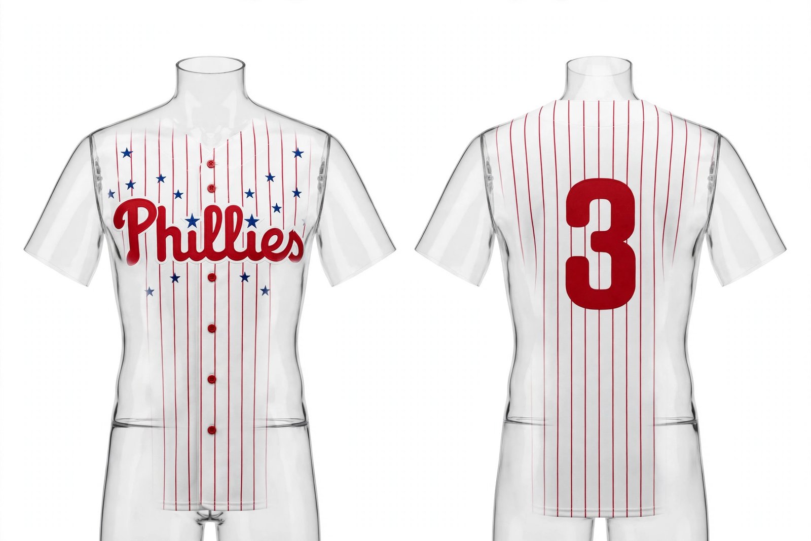 White Philadelphia Phillies style home baseball jersey number 3 - front and back view