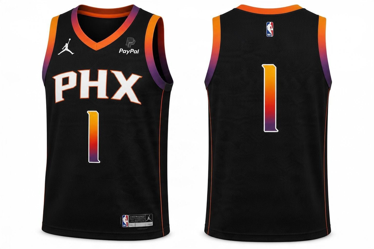 Black Phoenix Suns basketball jersey number 1 – front and back view