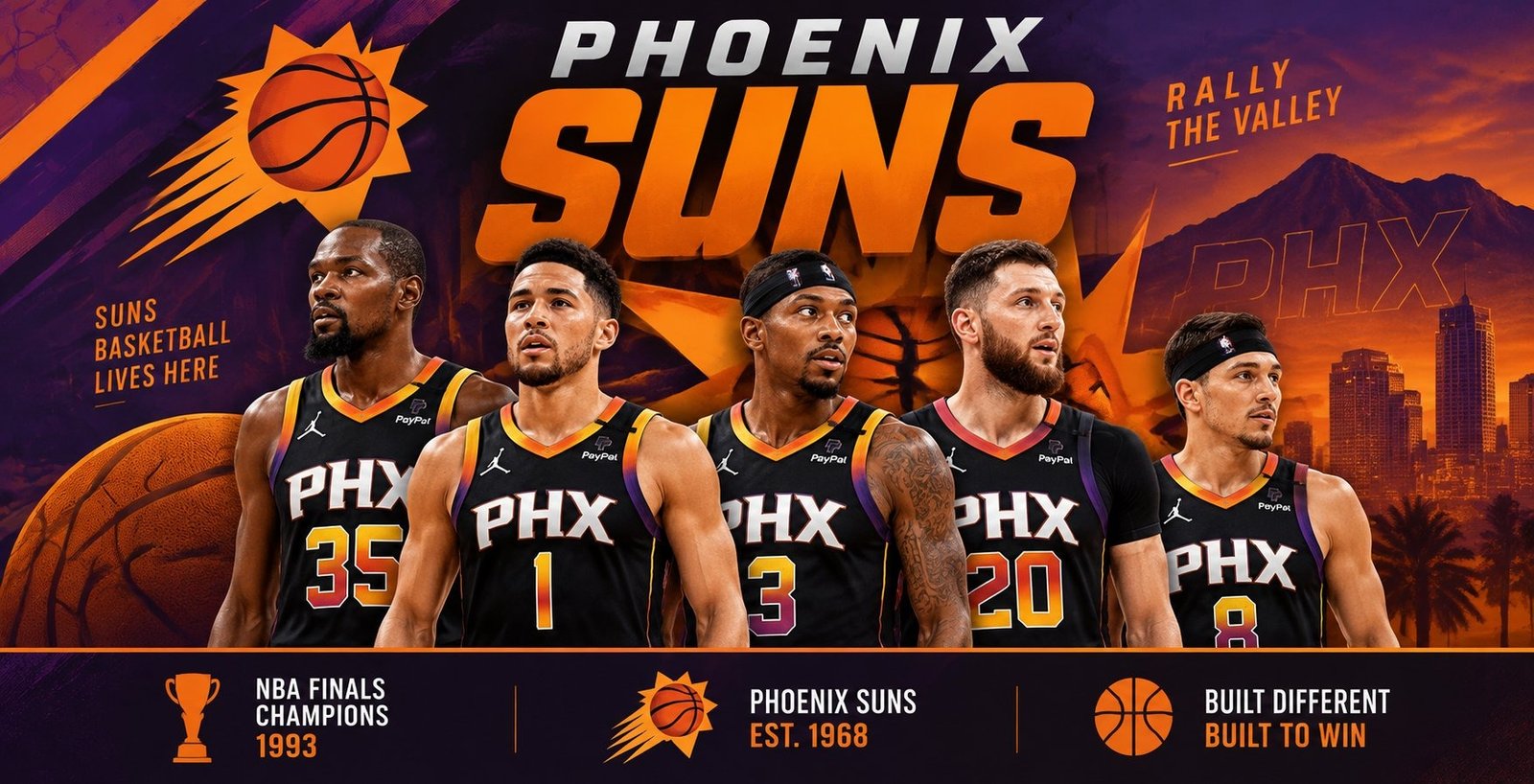 Phoenix Suns players in red jerseys – 2026-27 team
