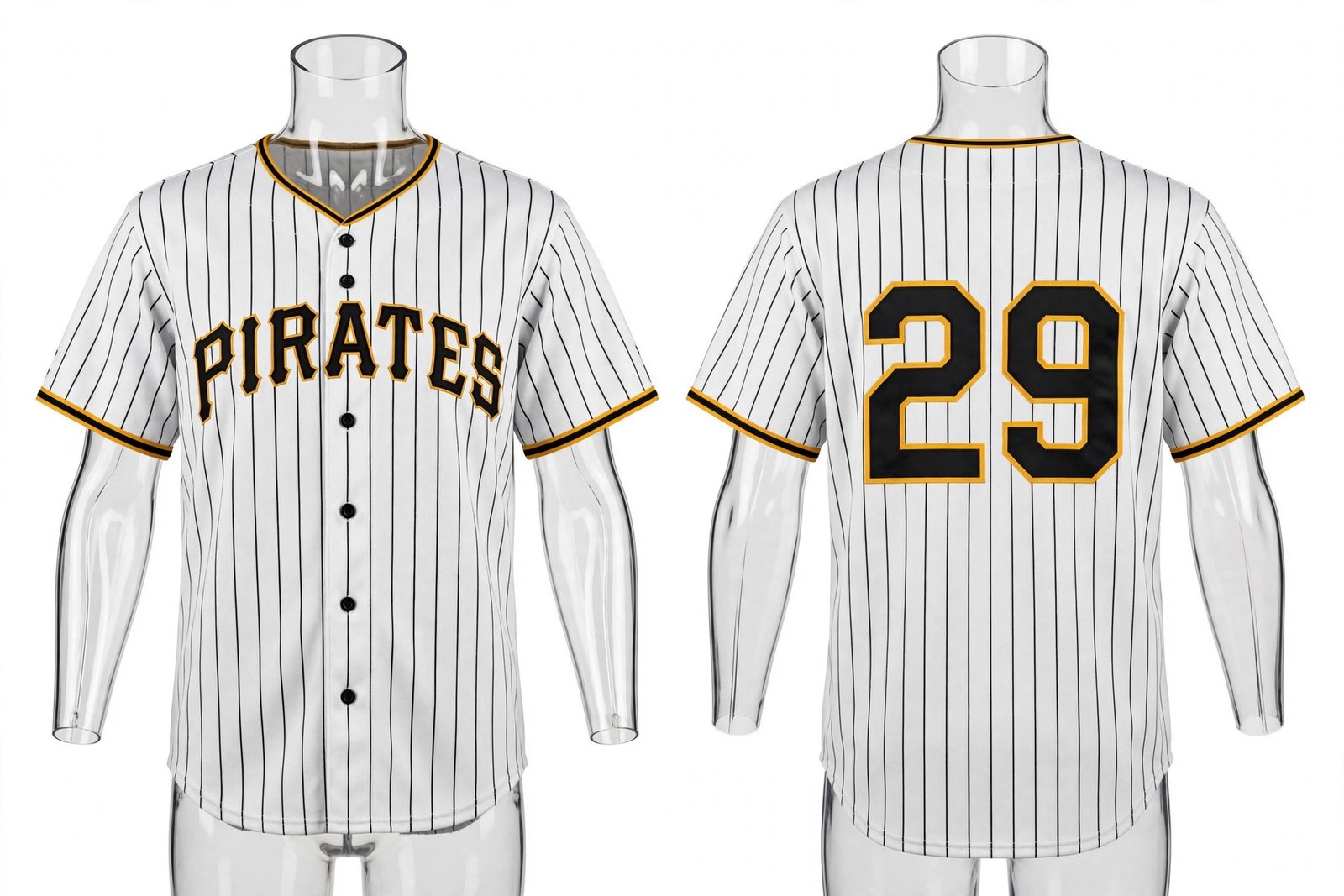 White Pittsburgh Pirates style home baseball jersey number 29 - front and back view