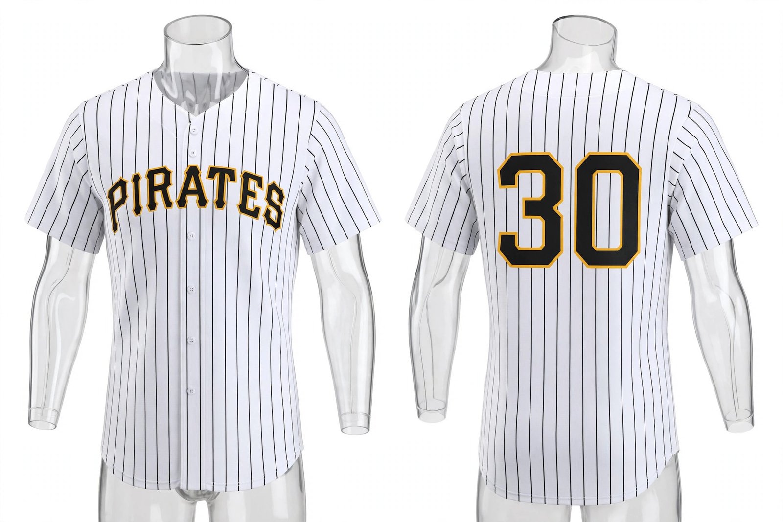 White Pittsburgh Pirates style home baseball jersey number 30 - front and back view