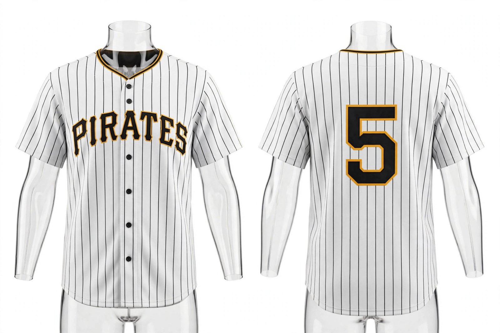 White Pittsburgh Pirates style home baseball jersey number 5 - front and back view