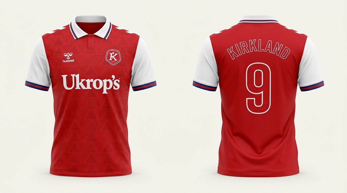 Red Richmond Kickers style soccer jersey number 9 - front and back view