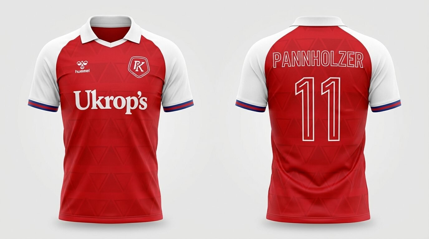 Red Richmond Kickers style soccer jersey number 11 - front and back view
