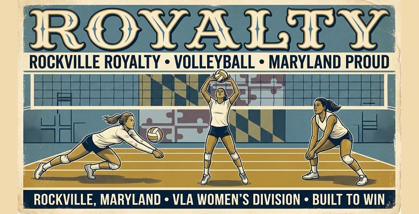 Rockville Royalty 2026 poster banner — Yoo, Thornburg and Hicks in the cream Royalty jerseys