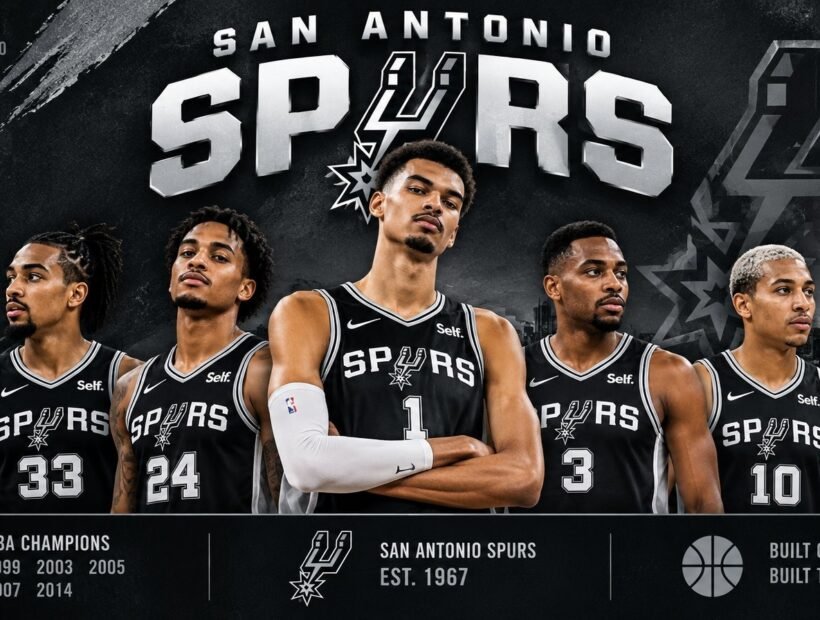 San Antonio Spurs players in black jerseys – 2026-27 team