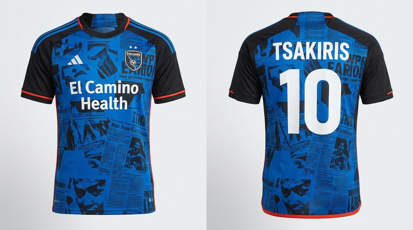 Blue San Jose Earthquakes style soccer jersey number 10 - front and back view