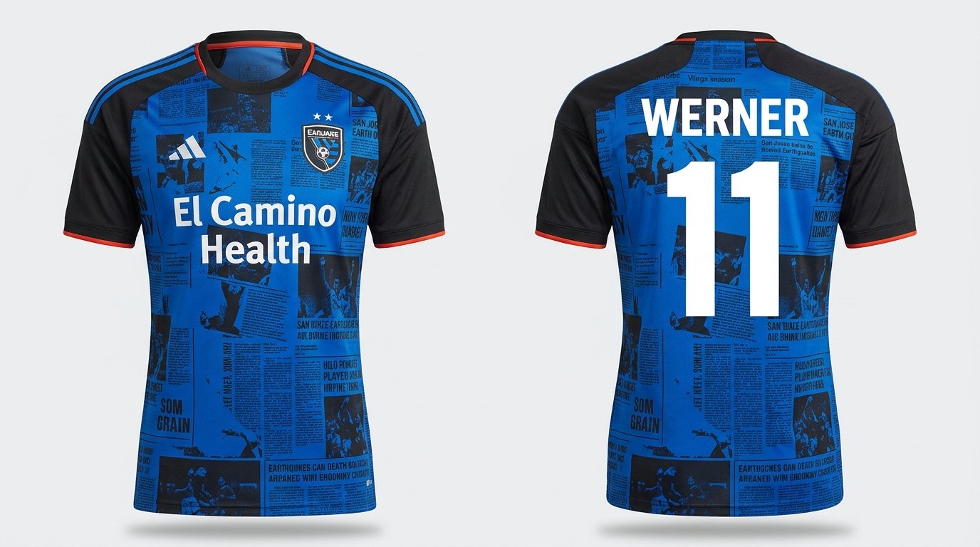 Blue San Jose Earthquakes style soccer jersey number 11 - front and back view