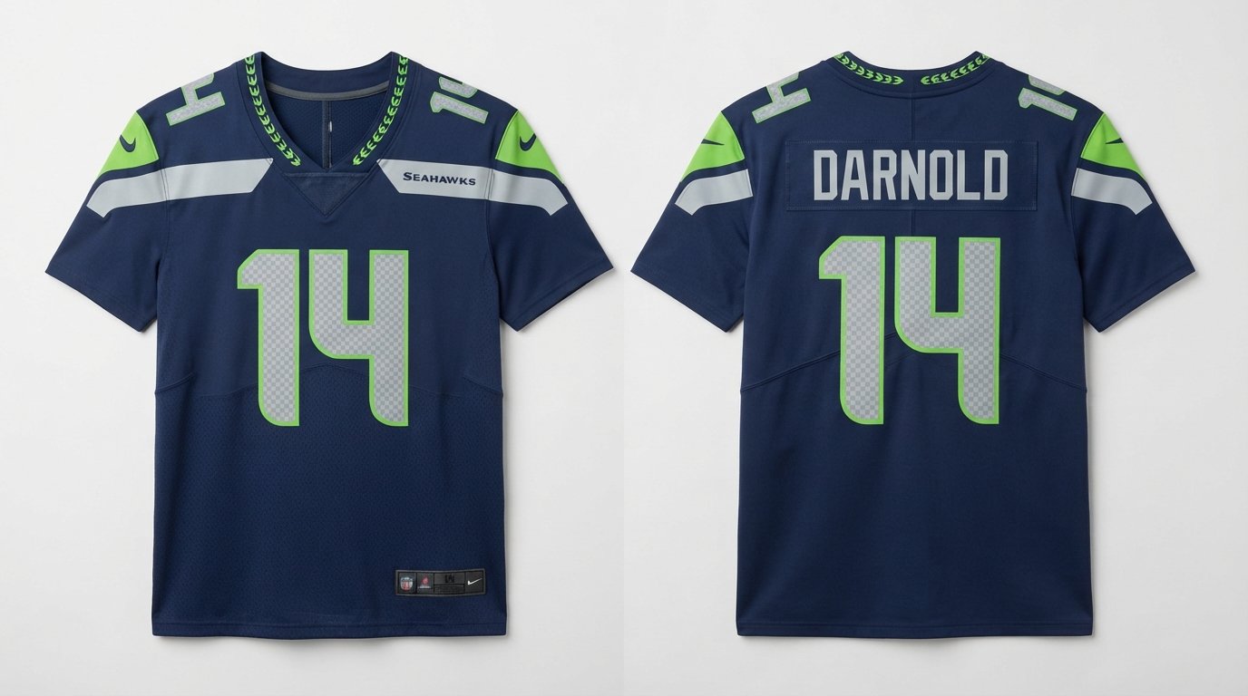 Navy Seattle Seahawks style football jersey number 14 - front and back view