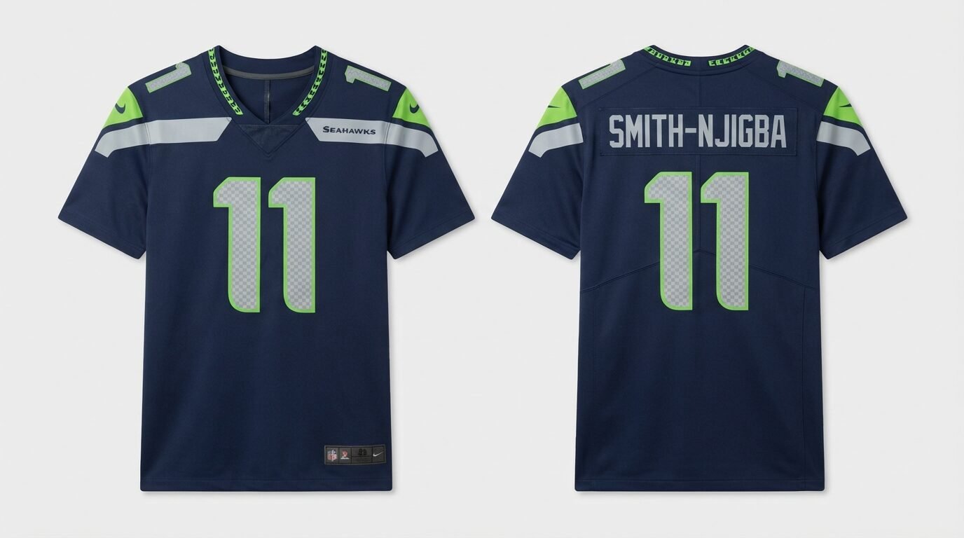 Navy Seattle Seahawks style football jersey number 11 - front and back view