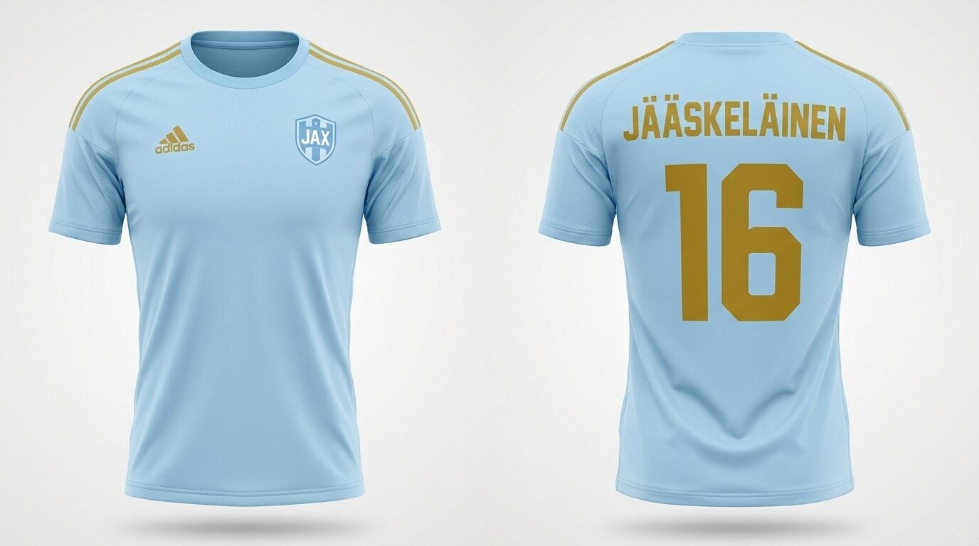 Light blue Sporting Club Jacksonville style soccer jersey number 16 - front and back view