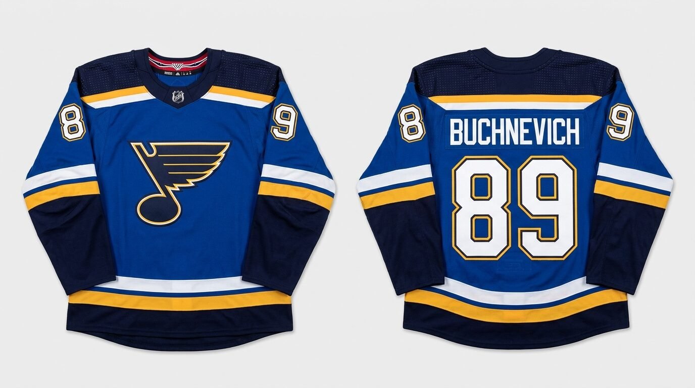 Pavel Buchnevich St Louis Blues style home jersey front and back