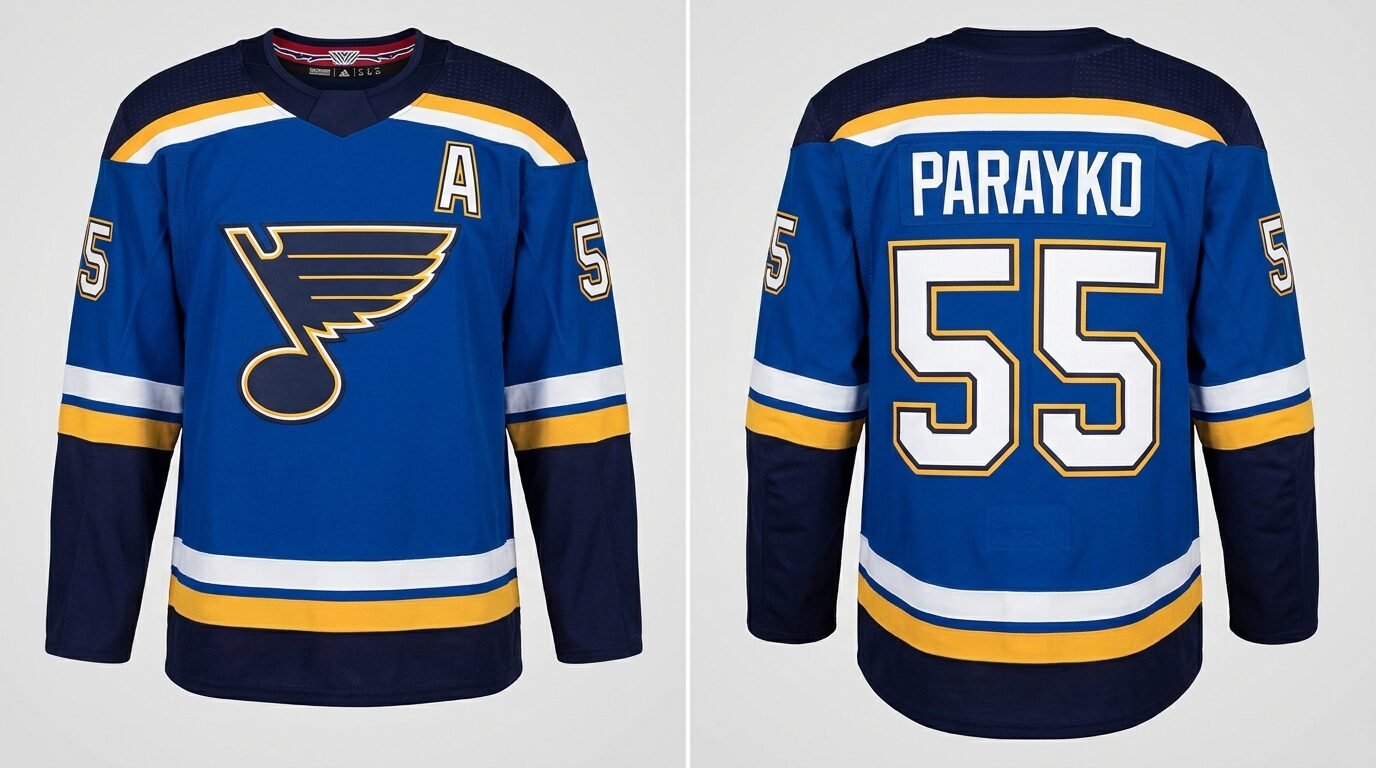 Colton Parayko St Louis Blues style home jersey front and back