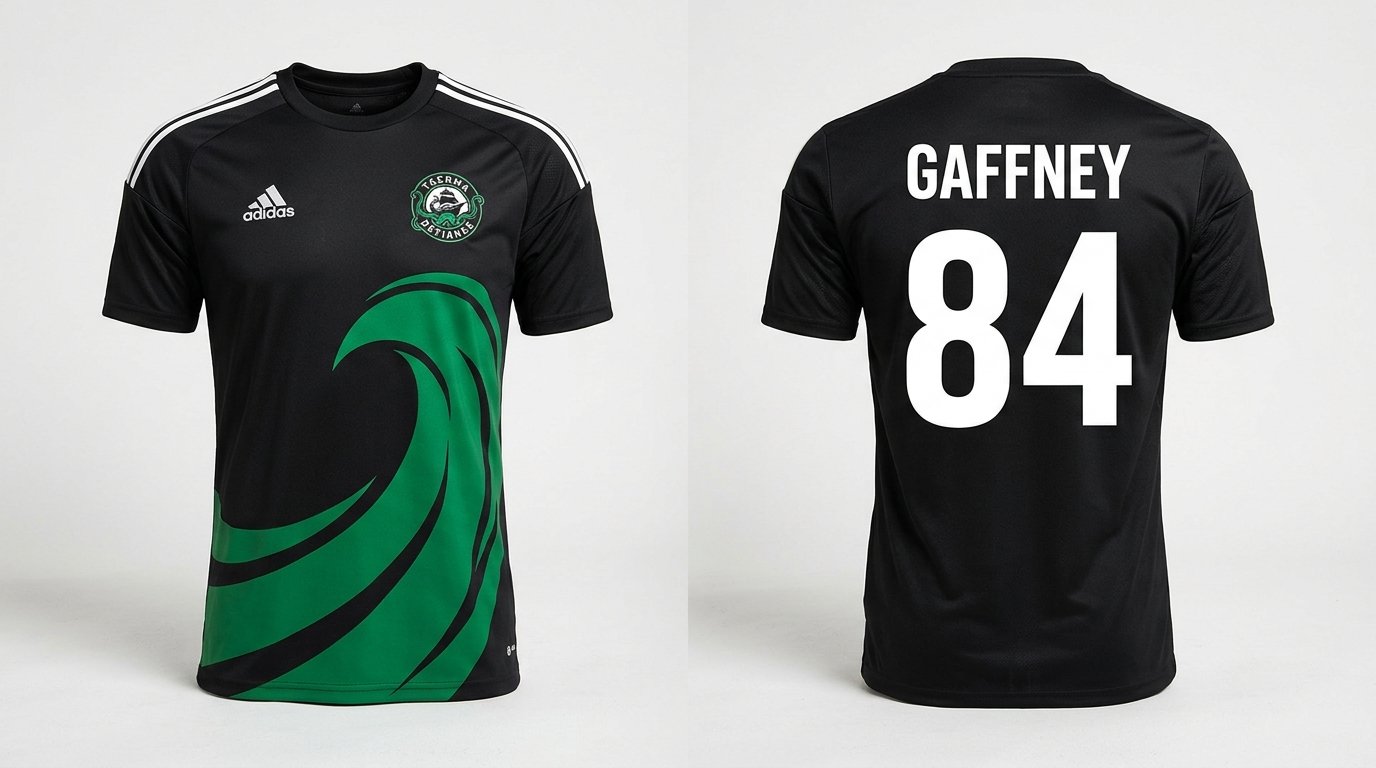Black Tacoma Defiance style soccer jersey number 84 - front and back view