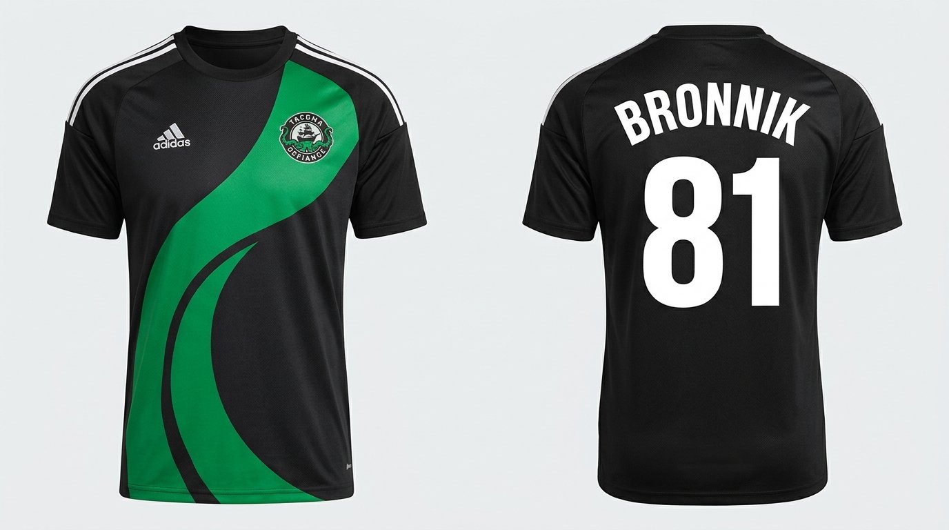 Black Tacoma Defiance style soccer jersey number 81 - front and back view