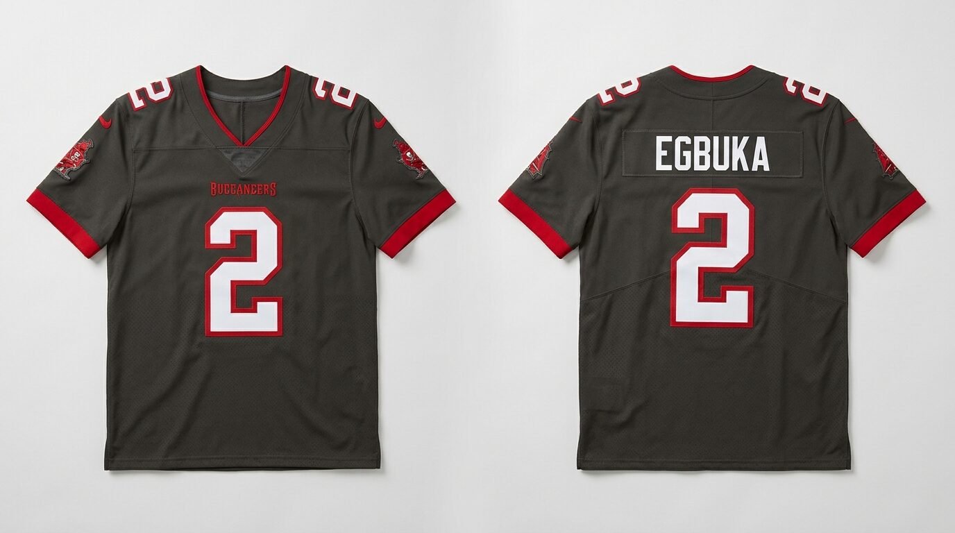 Tampa Bay Buccaneers style home jersey number 2 - front and back view