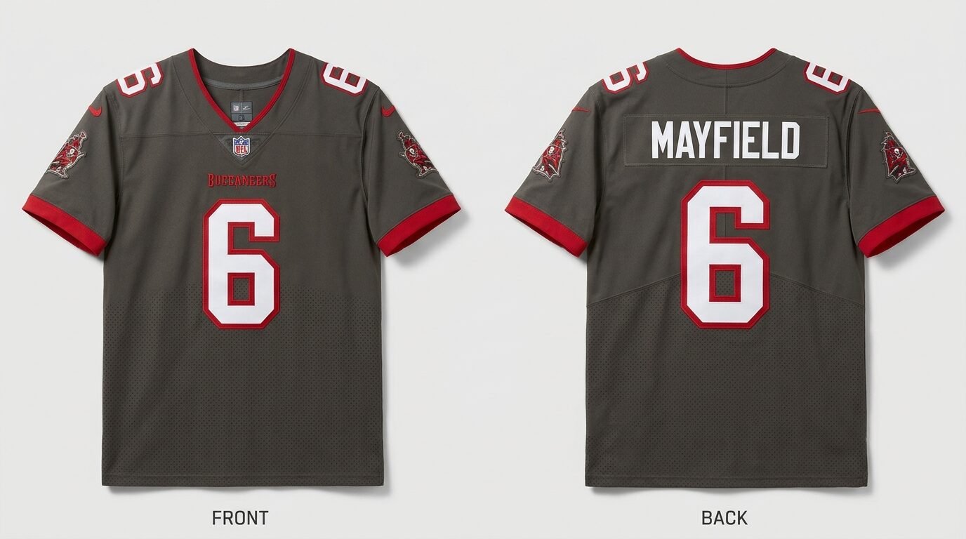 Tampa Bay Buccaneers style home jersey number 6 - front and back view