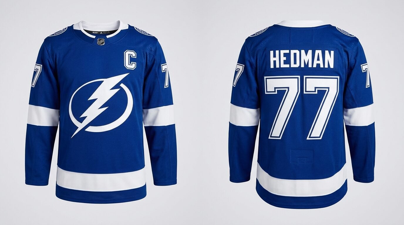 Victor Hedman Tampa Bay Lightning style home jersey front and back
