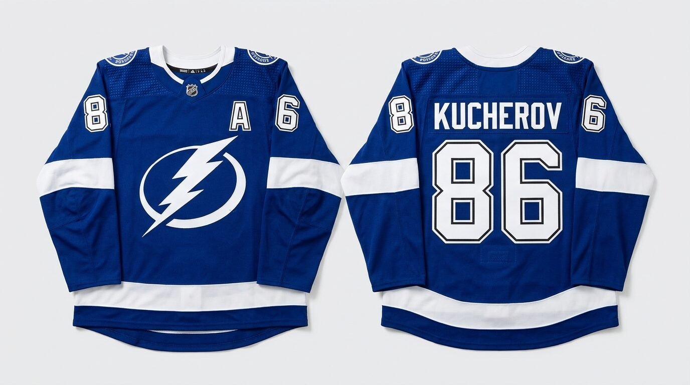 Nikita Kucherov Tampa Bay Lightning style home jersey front and back