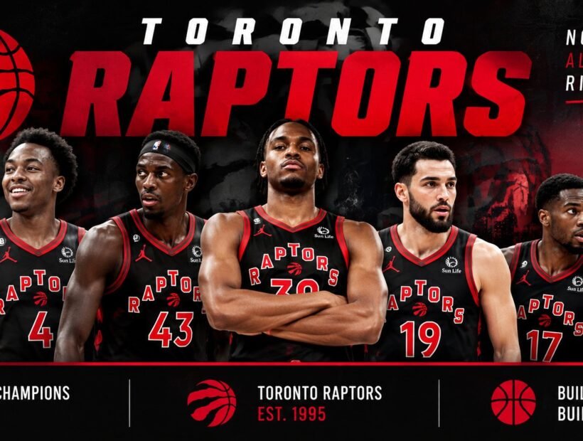 Toronto Raptors players in black jerseys – 2026-27 team