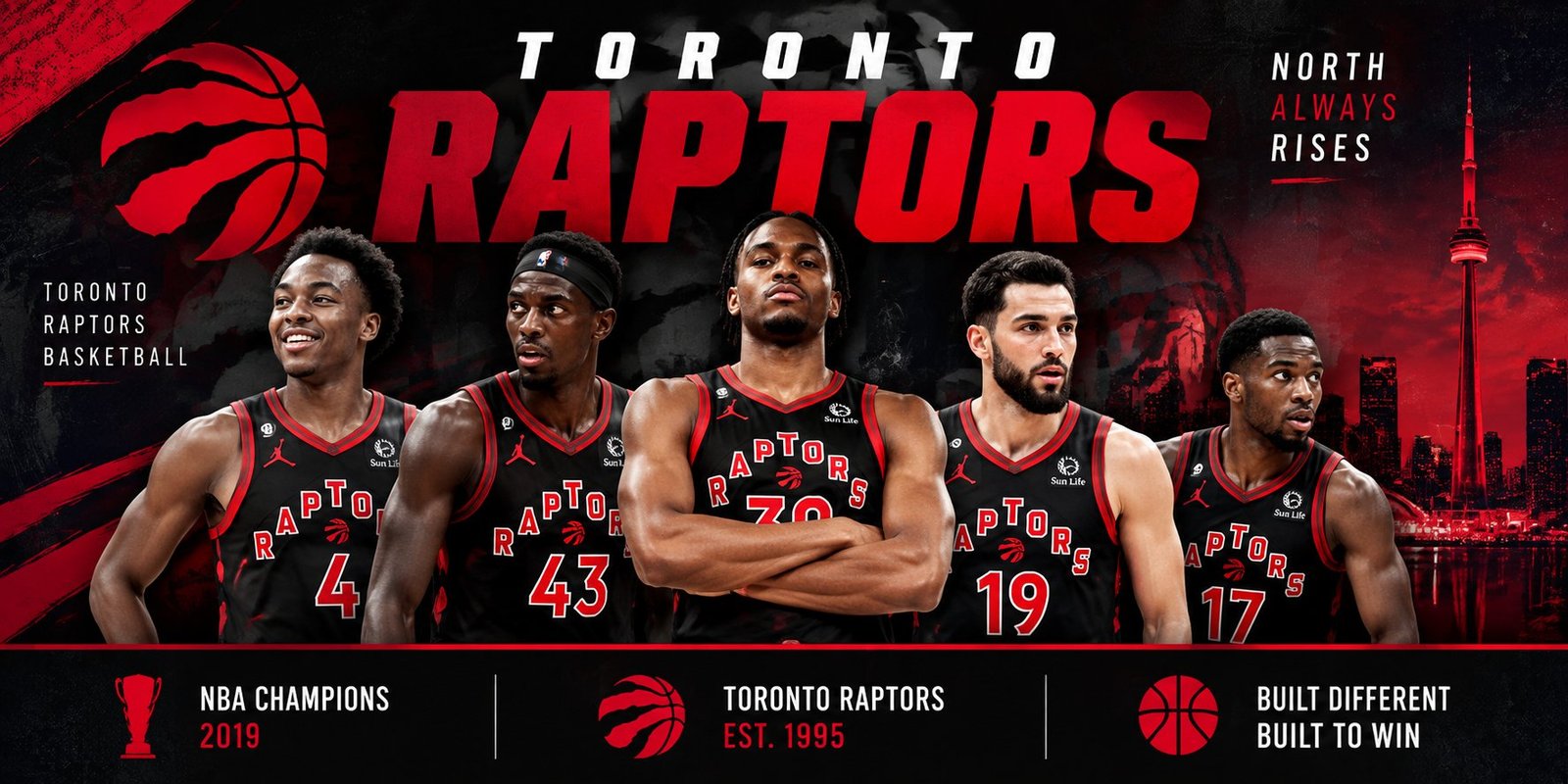 Toronto Raptors players in black jerseys – 2026-27 team