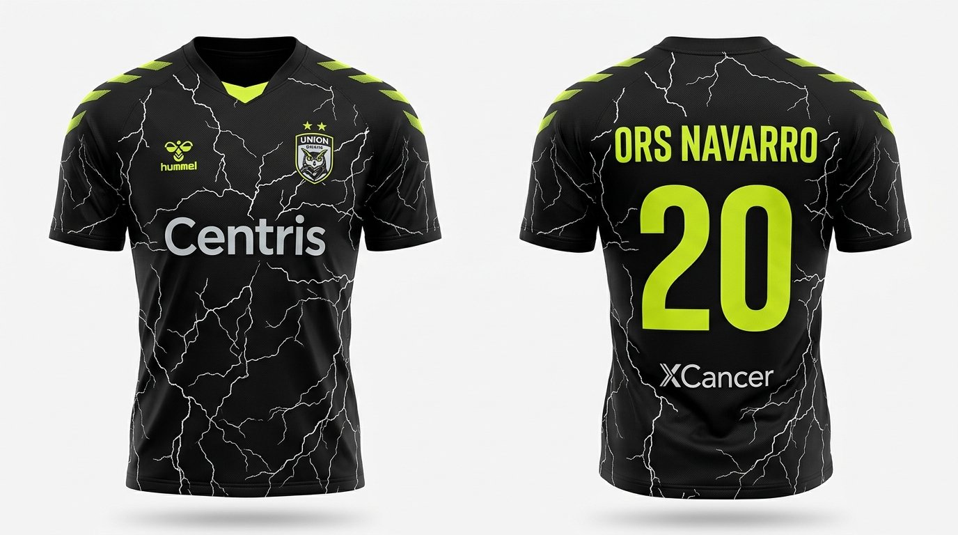 Black Union Omaha style soccer jersey number 20 - front and back view