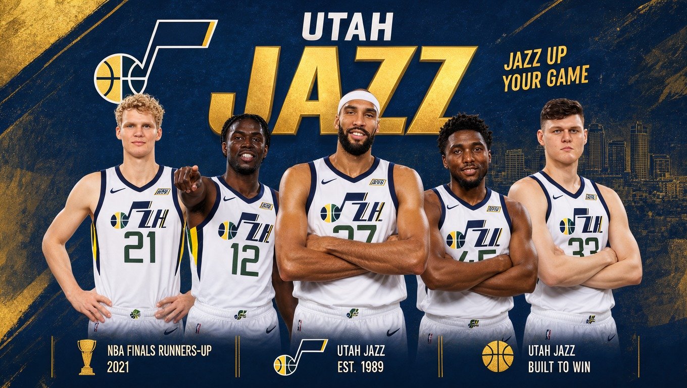 Utah Jazz players in white jerseys – 2026-27 team