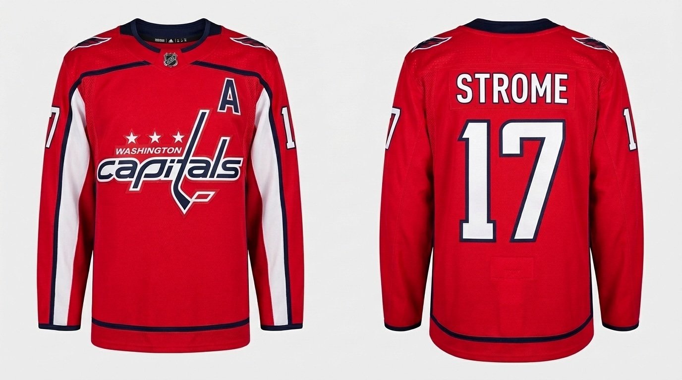 Dylan Strome Washington Capitals style home jersey front and back